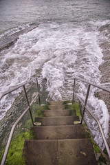 Stairs in beach de la concha san sebastian spain