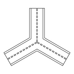 Forked road icon, outline style