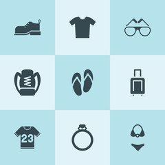 Set of 9 fashion filled icons