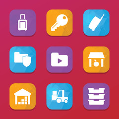 Storage icons. vector collection filled storage icons set.