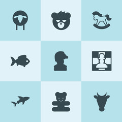 Set of 9 animal filled icons