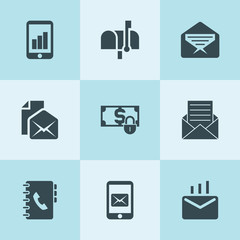 Set of 9 email filled icons