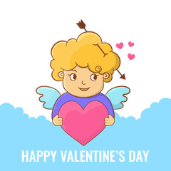 Happy Valentines day. Angel with heart.