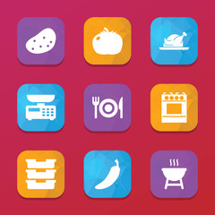 Cooking icons. vector collection filled cooking icons set.