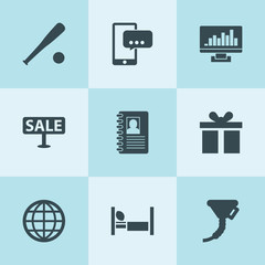 Set of 9 web filled icons