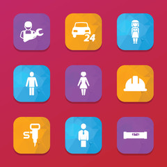 Worker icons. vector collection filled worker icons set.