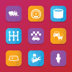 Car icons. vector collection filled car icons set.