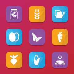 Organic icons. vector collection filled organic icons set.