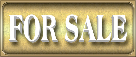 Obraz premium Stock Illustration - White Bold Text FOR SALE, 3D Illustration, Bronze Background.