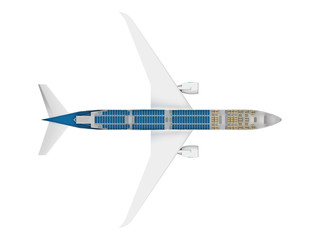 passenger airplane in section top view