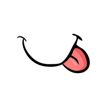 cartoon tongue smile isolated on white background