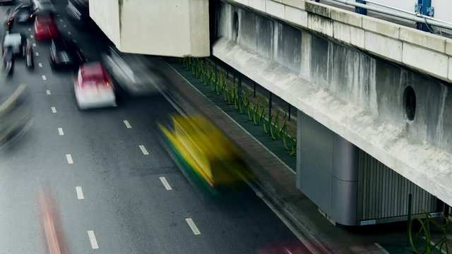 Time Lapse of Traffic on street of Bangkok, Thailand in day time.