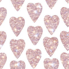 Abstract hearts seamless pattern. Print of red heart shaped.  Can be used for wallpaper, pattern fills, surface textures.