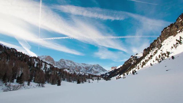 Mountain landscape with snow during sunny day
