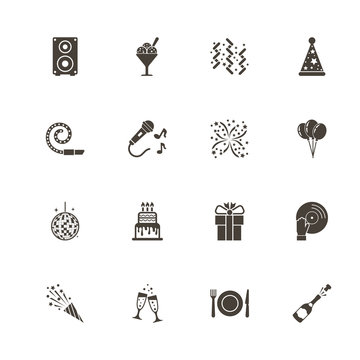 Events icons. Perfect black pictogram on white background. Flat simple vector icon.