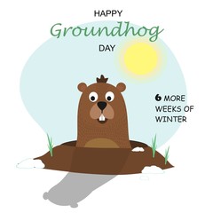 Happy Groundhog Day design with cute groundhog