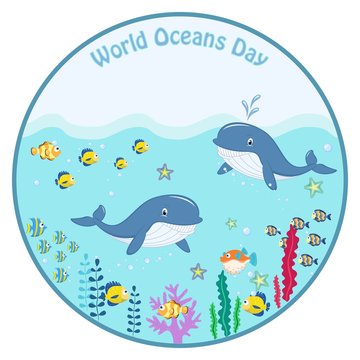 World ocean day. cartoon picture, vector illustration