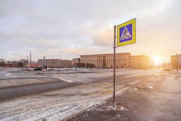 pedestrian crossing in the afternoon