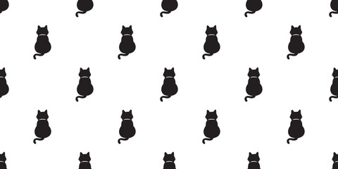 cat seamless pattern kitten black vector isolated wallpaper background
