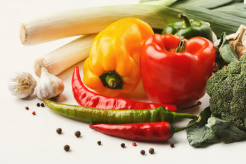 Fresh bright vegetables background