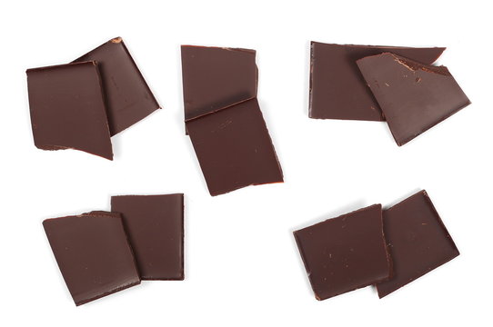 chocolate bars isolated on white background, top view