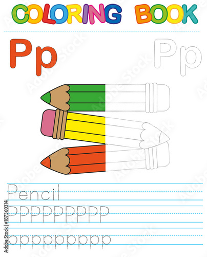 Coloring Book Alphabet Educational Game For Kid Simple Level Of Difficulty Restore Dashed