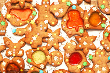Christmas gingerbread cookies - Christmas and New Year holiday background