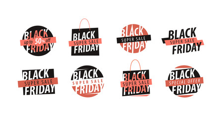 Sale, Black Friday logo. Discounts, shopping emblem or label. Vector illustration