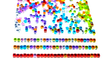 Many English letters are scattered all the letters and some are