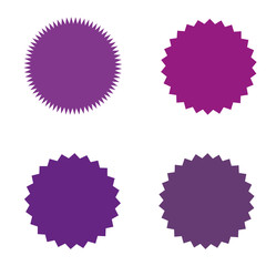 Set of starburst, sunburst badges, labels, stickers. Simple flat style.