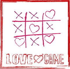 valentine's day card tic tac toe game with hearts for game of love concept