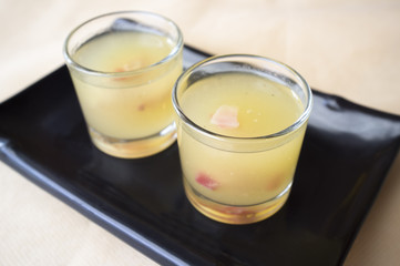 Melon cocktail with ham.