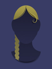 Head of girl with hair.