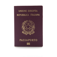Italian passport isolated on white background