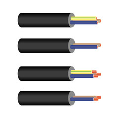Copper wires of two and three wires with earthing