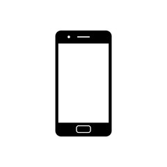 Mobile phone icon. Black, minimalist icon isolated on white background. Smart phone simple silhouette. Web site page and mobile app design vector element.