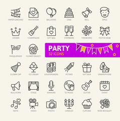 Party elements - minimal thin line web icon set. Outline icons collection. Simple vector illustration.