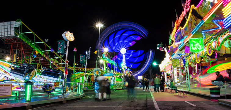 GENOA (GENOVA), ITALY, JANUARY 2, 2018 - Luna park of Genoa, the largest mobile amusement park in Europe, Italy.