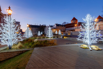 Tallinn. City street in Christmas illumination.