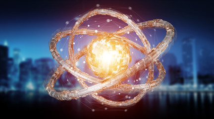 Futuristic torus technology textured object 3D rendering