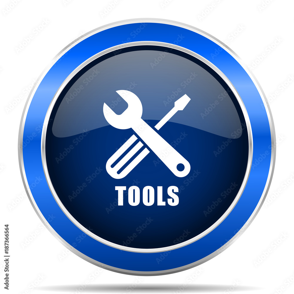 Poster Tools vector icon. Modern design blue silver metallic glossy web and mobile applications button in eps 10
