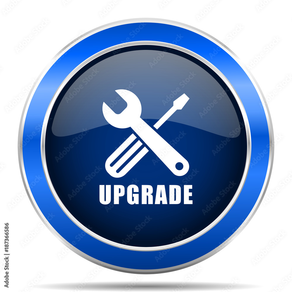 Aufkleber Upgrade vector icon. Modern design blue silver metallic glossy web and mobile applications button in eps 10