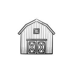 Vector hand drawn Farm barn outline doodle icon