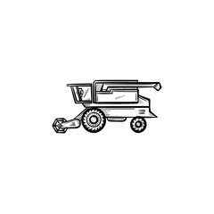 Vector hand drawn Combine harvester outline doodle icon