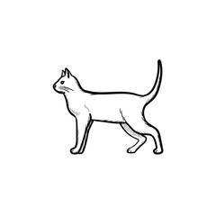 Vector hand drawn Cat outline doodle icon. Cat sketch illustration for print, web, mobile and infographics isolated on white background.