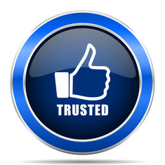Trusted vector icon. Modern design blue silver metallic glossy web and mobile applications button in eps 10