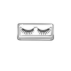 Vector hand drawn False eyelashes outline doodle icon. False eyelashes sketch illustration for print, web, mobile and infographics isolated on white background.