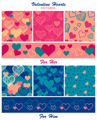 Fototapeta na wymiar Valentine Hearts Patterns Collection