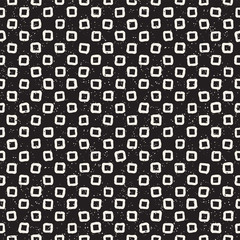 Hand drawn black and white ink abstract seamless pattern. Vector stylish grunge texture. Monochrome geometric shappes paint brush lines