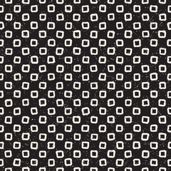 Hand drawn black and white ink abstract seamless pattern. Vector stylish grunge texture. Monochrome geometric shappes paint brush lines
